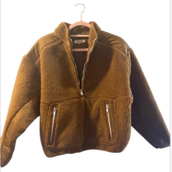 Brown Faux Shearling Pullover - MADEWELL - S - Picture 2 of 9